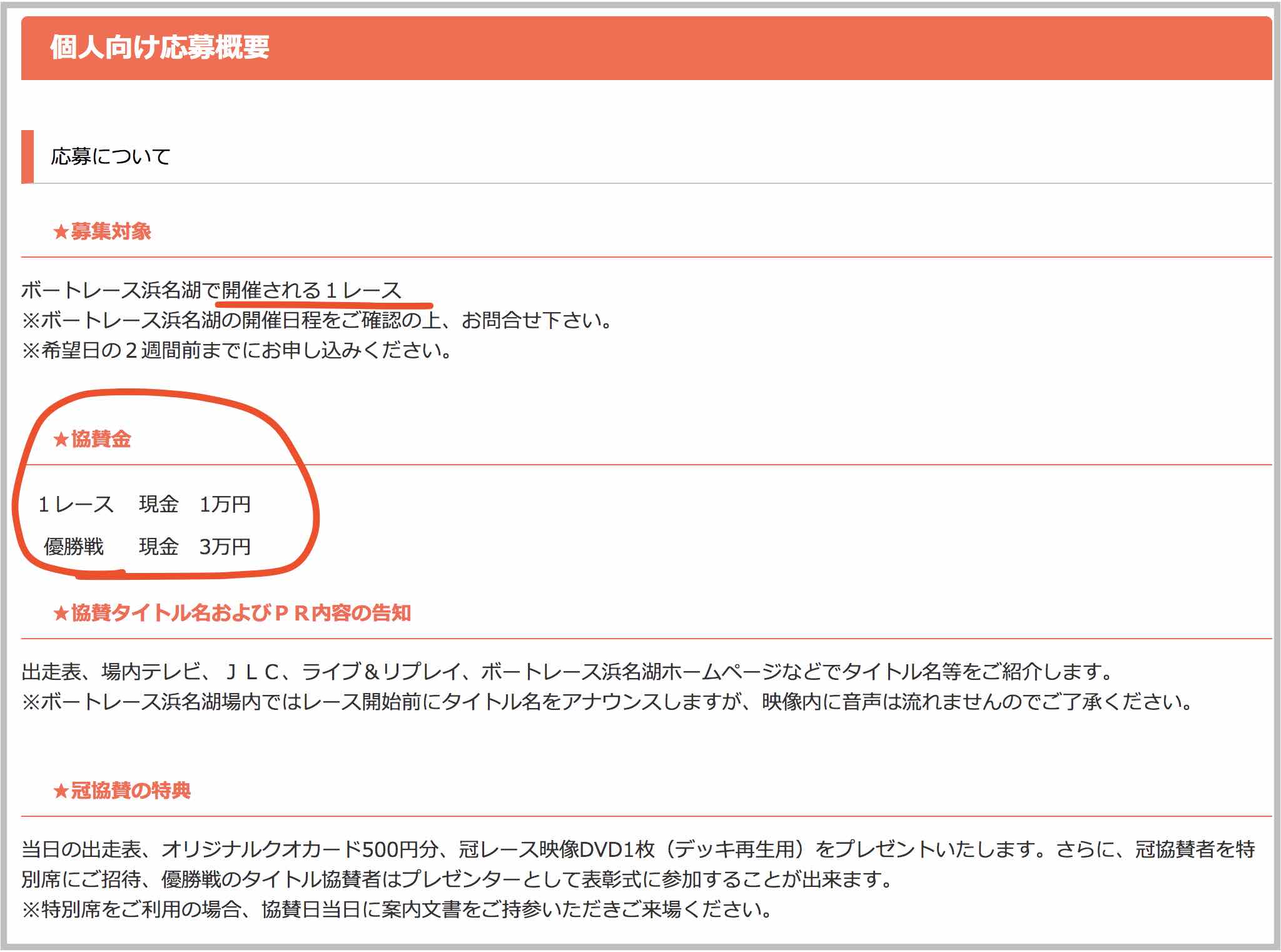 企業向け、競艇ボートレース 冠協賛レースの料金